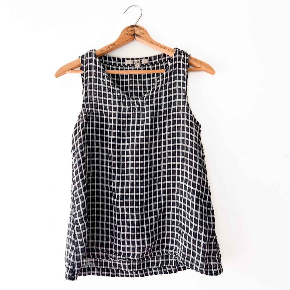 Flax Black and White Boxy Sleeveless Tank Top
